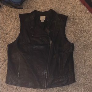 Black leather Moto Style Vest